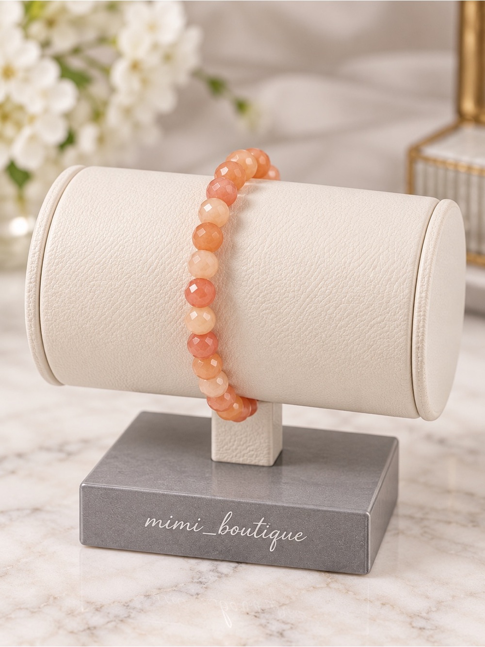 Peach Moonstone Gemstone Bracelet